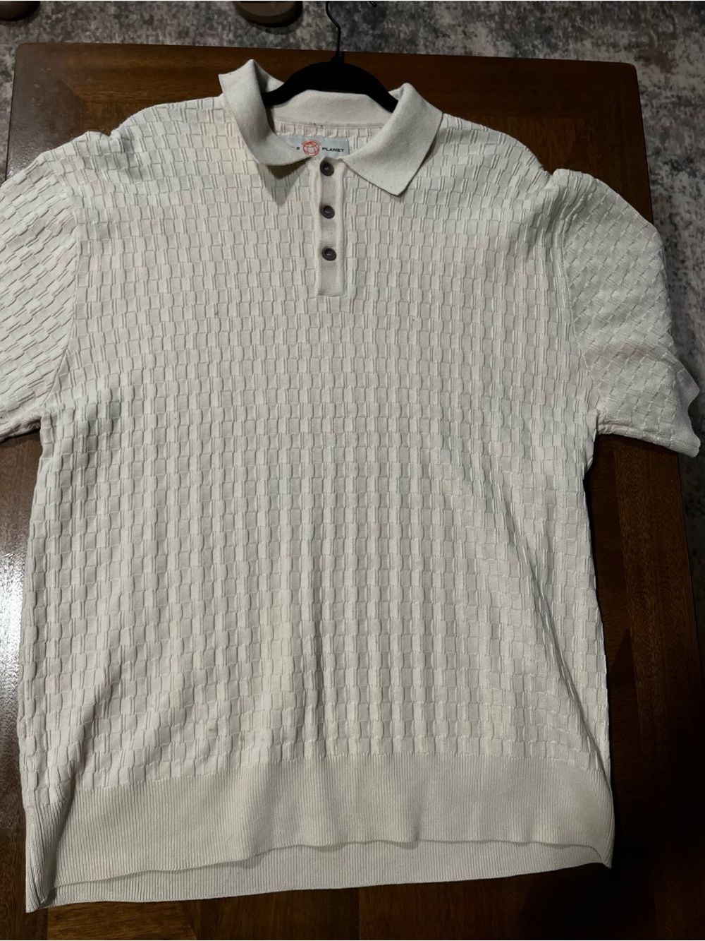 Free Planet Textured Knit Polo – Men’s Large – Beige
